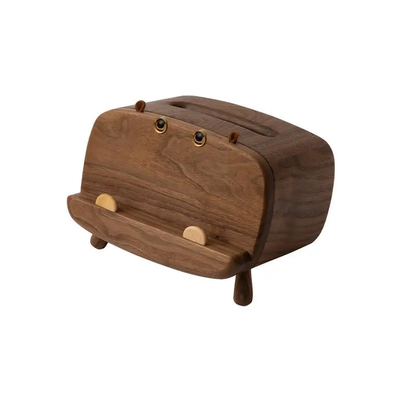 Solid wood cute pumping carton, ornament creative multi-function, mobile phone holder, home living room, tissue box storage