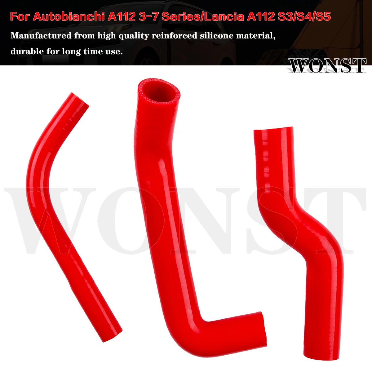 Silicone Radiator Coolant Hose Kit For Autobianchi A112 3-7 Series/Lancia A112 S3/S4/S5 900/1000/1050cc
