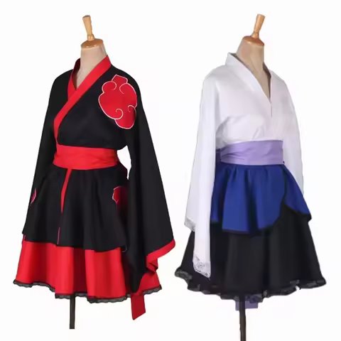 Lolita Anime Dress for Women Cosplay Costume Akatsuki Kimono, Maid Dress Uchiha Sasuke Clothes Suit Styles