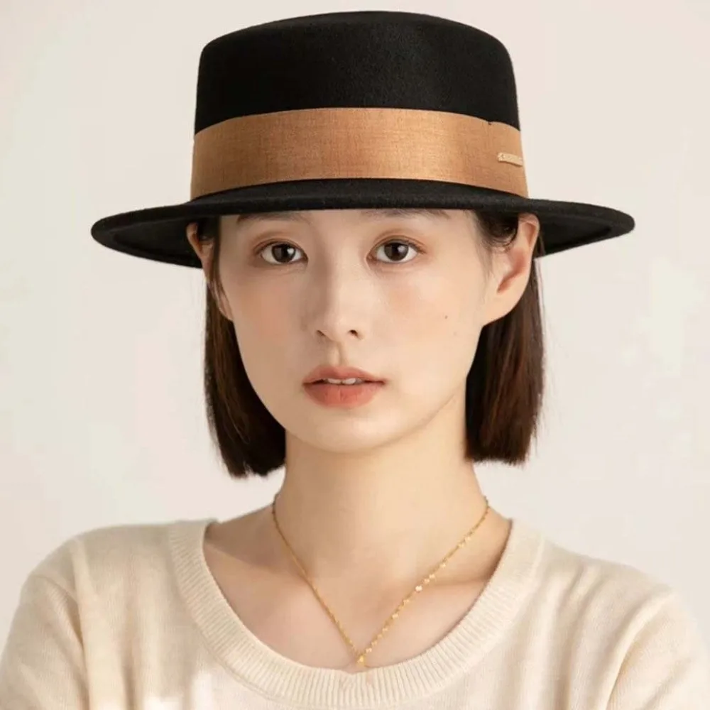 

Stage Accessories Vintage Looking Woolen Jazz Cap Versatile Flat British Top Hat Warmer Solid Color Woolen Formal Hat Lady