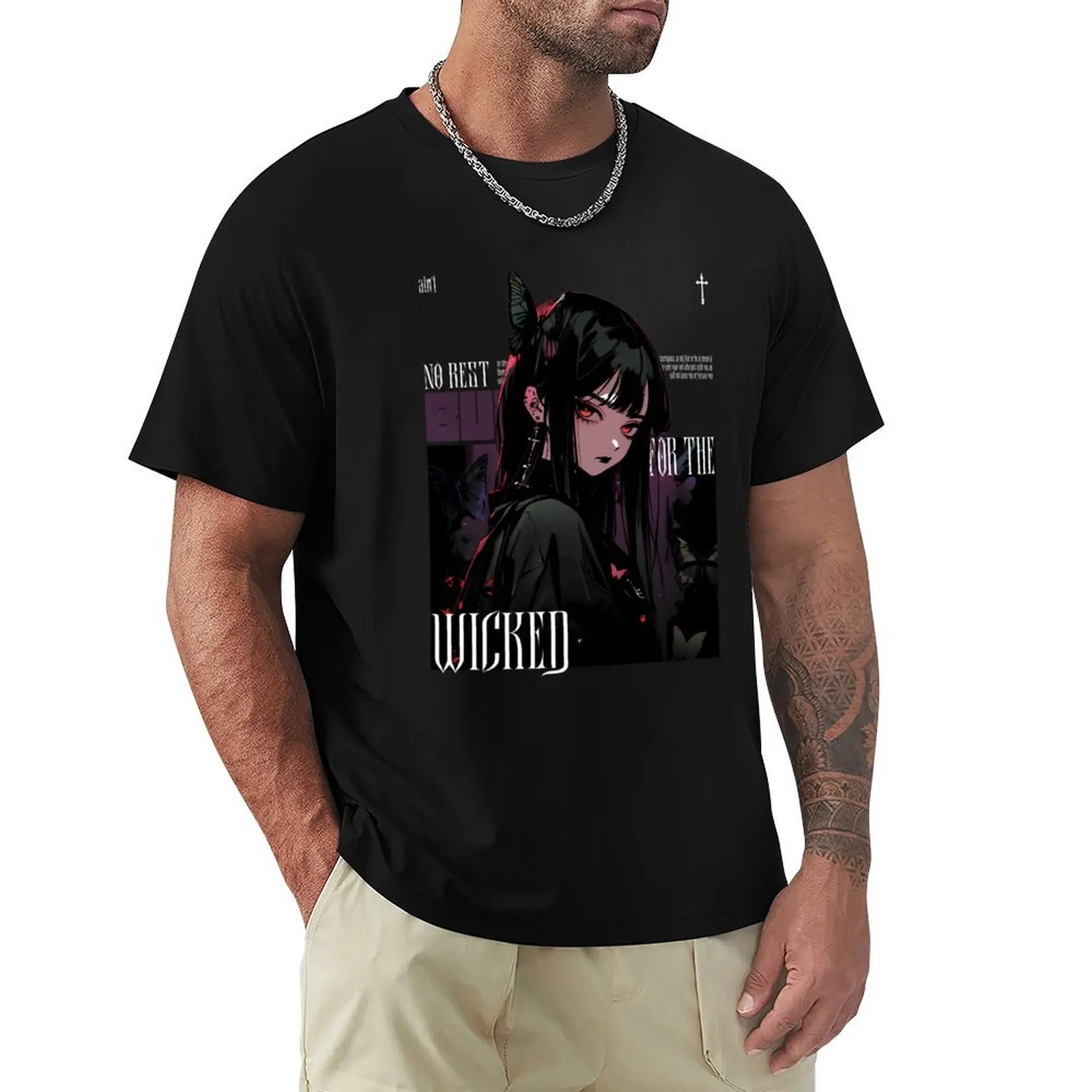 No Rest For The Wicked Anime Halloween Goth T-Shirt cotton t shirts high quality T-Shirt