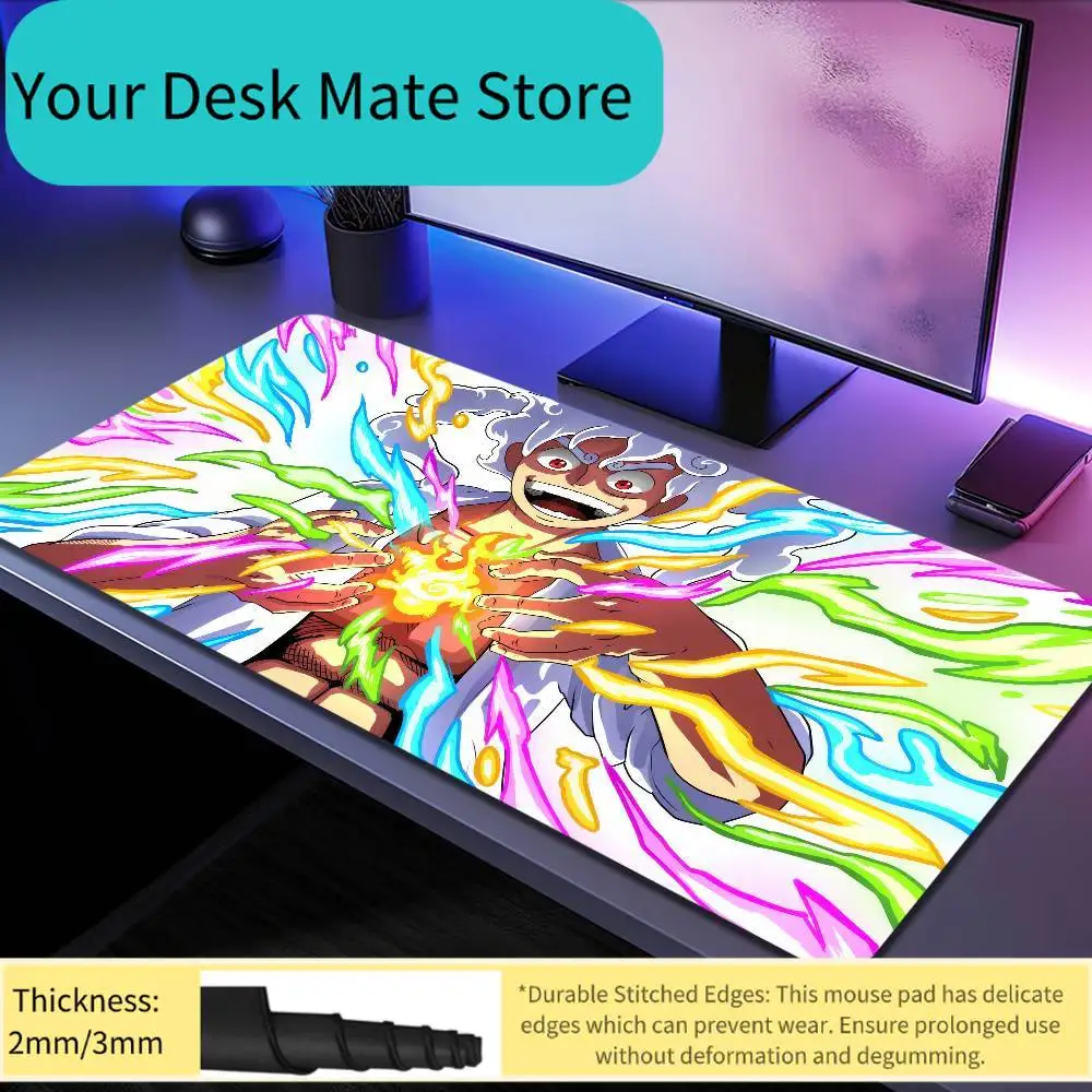 Large Desk Mat Keyboard Ergonomic ONE PIECE Luffy Gear 5 Anime Mousepad Office Rubber PC Non-slip Anti-fray Home Custom Game