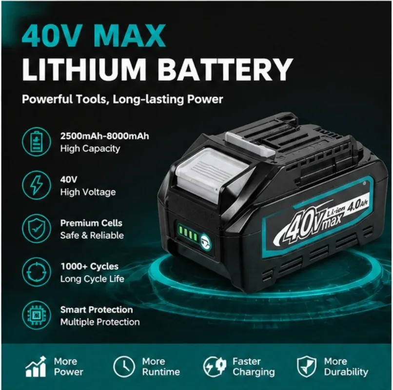 8000mAh Suitable for Makita  40V Lithium Battery BL404 Bl4025 Rechargeable Drill Electric Tool Long  Endurance  Battery