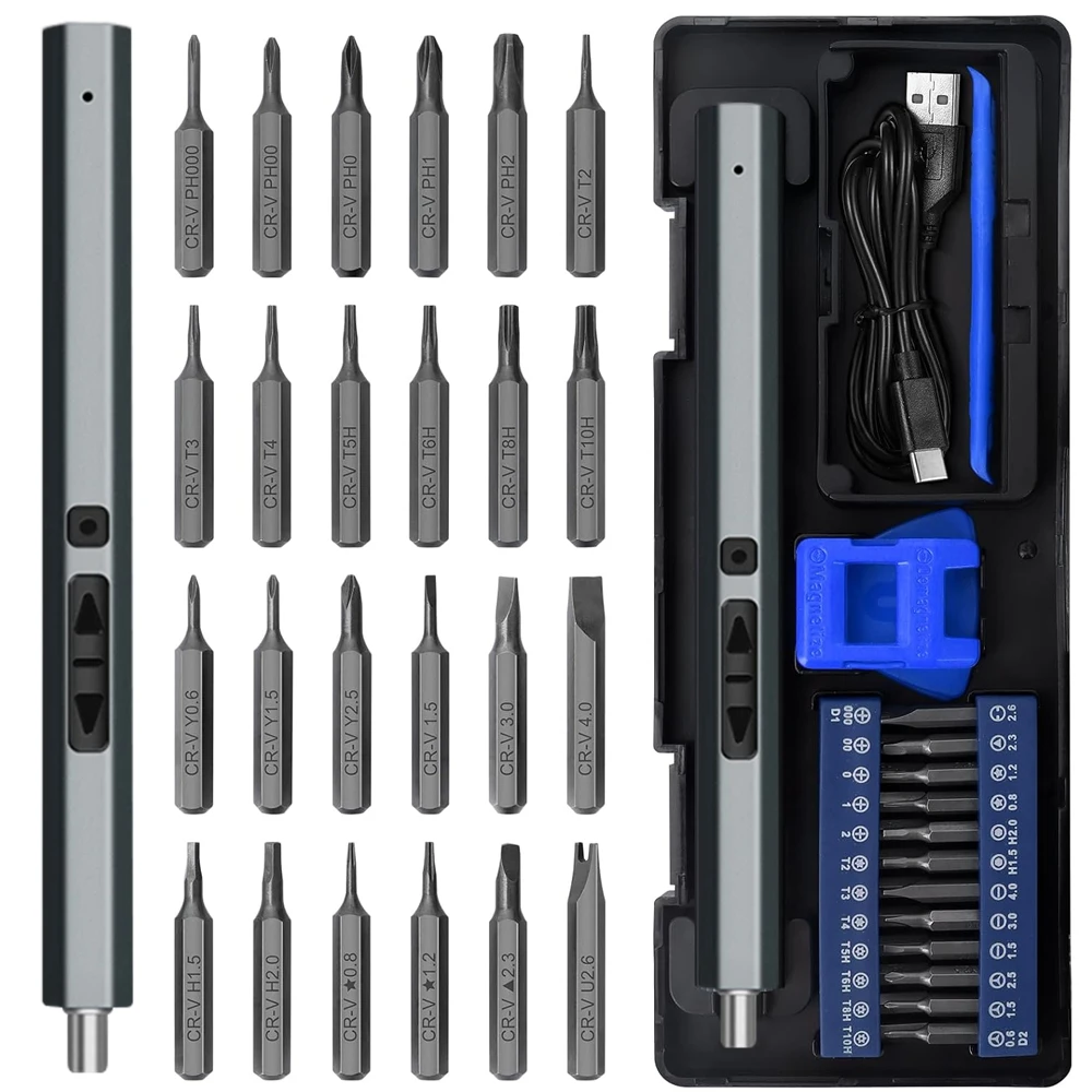 Galacok Precision Electric Screwdriver Set 29 in 1 Cordless Repair Tool with 24 Magnetic Bits for Phone Camera Watch Glasses PC