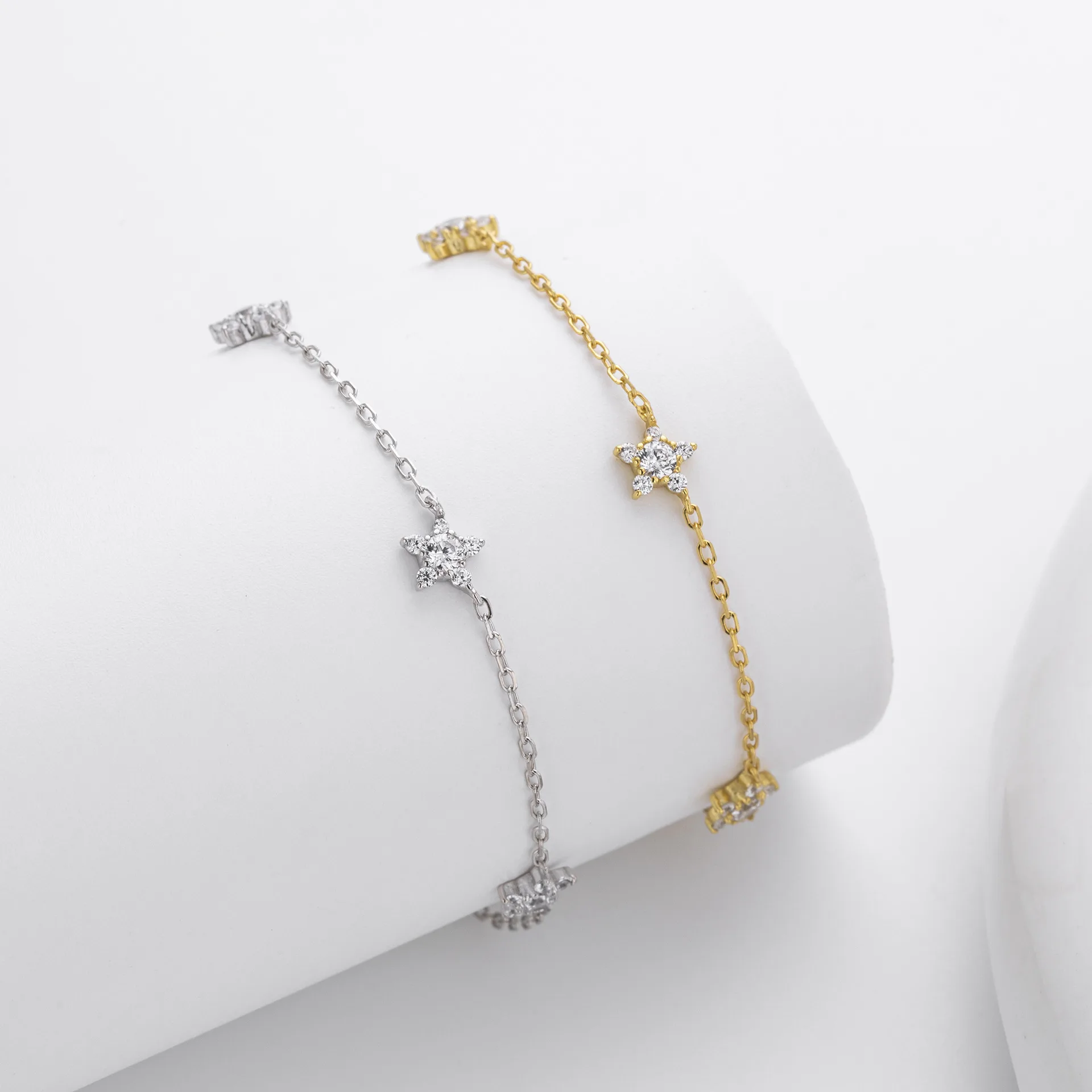 Withered S925 Sterling Silver Bracelet Simple And Fashionable Set With Zirconium Pentagram Bracelet And Bracelet Accessories