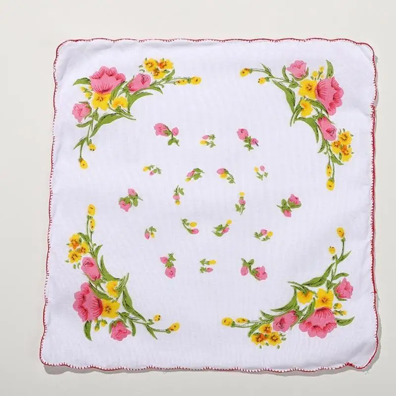 R1WE Vintage Fuloral Clorkerchiefs مجموعة DIY Women Hairband Ladies Bocket Clankerchiefs