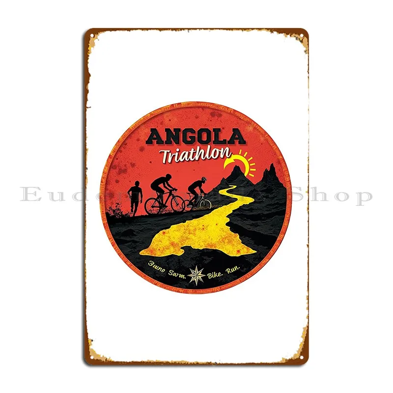 Angola Triathlon Swim Bike Run Endurance Sports Metal Plaque Plaques Funny Designing Cinema Designer Tin Sign Poster