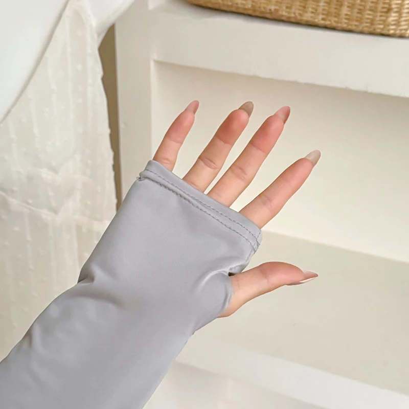 Damen-Sonnenschutz-Handschuhe mit UV-Schutz, Eisseide-Schal-Ärmel für Outdoor-Sportaktivitäten, Golf, Laufen, Angeln, Langarm – Detail 14