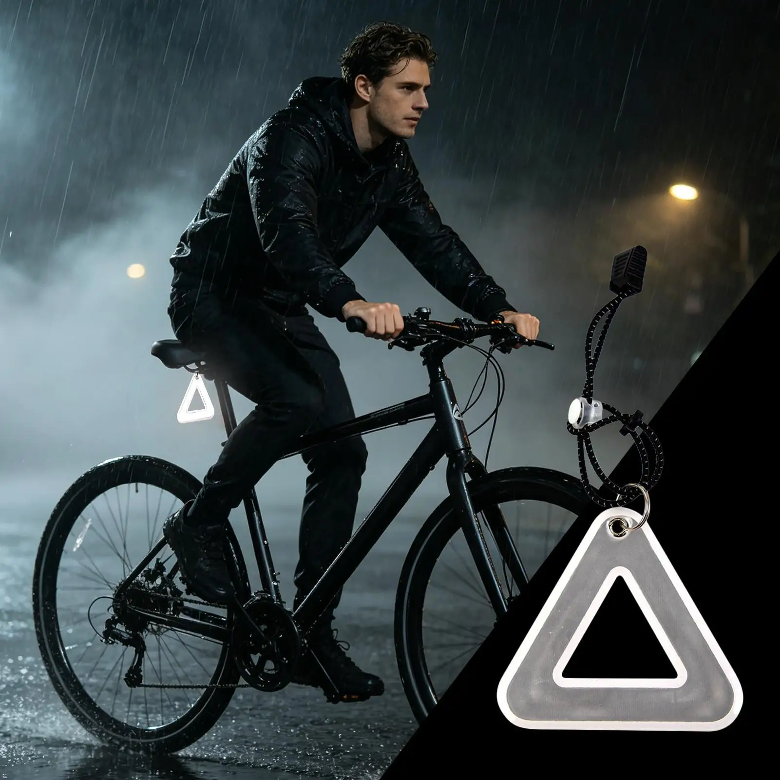 Safety Reflective Triangle Pendant, High Visibility 360 degree Reflector for Night Running, Hiking & Camping, Outdoor Bike Gear