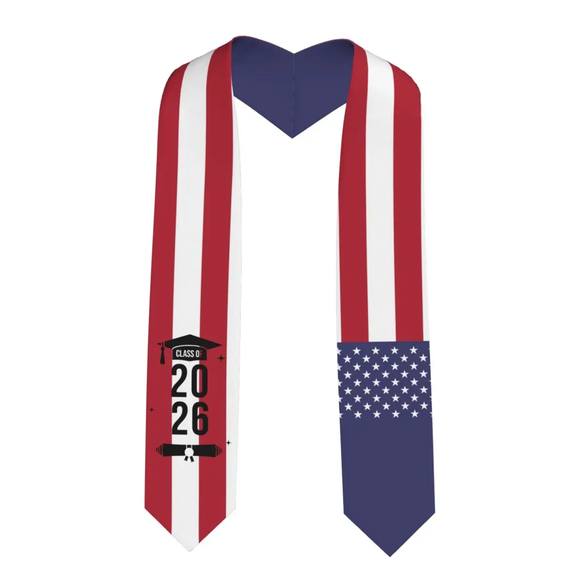 Class Of 2026 United States USA Flag Graduation Stole Sash Scarf For International Students Proud 183CM Long