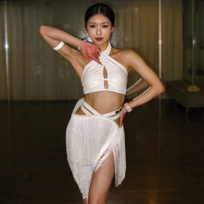 النساء تشاتشا اللاتينية الرقص المنافسة الدعاوى مثير الرسن اللاتينية الأعلى مهدب تنورة الكبار السالسا السامبا اللاتينية ملابس رقص SL13569