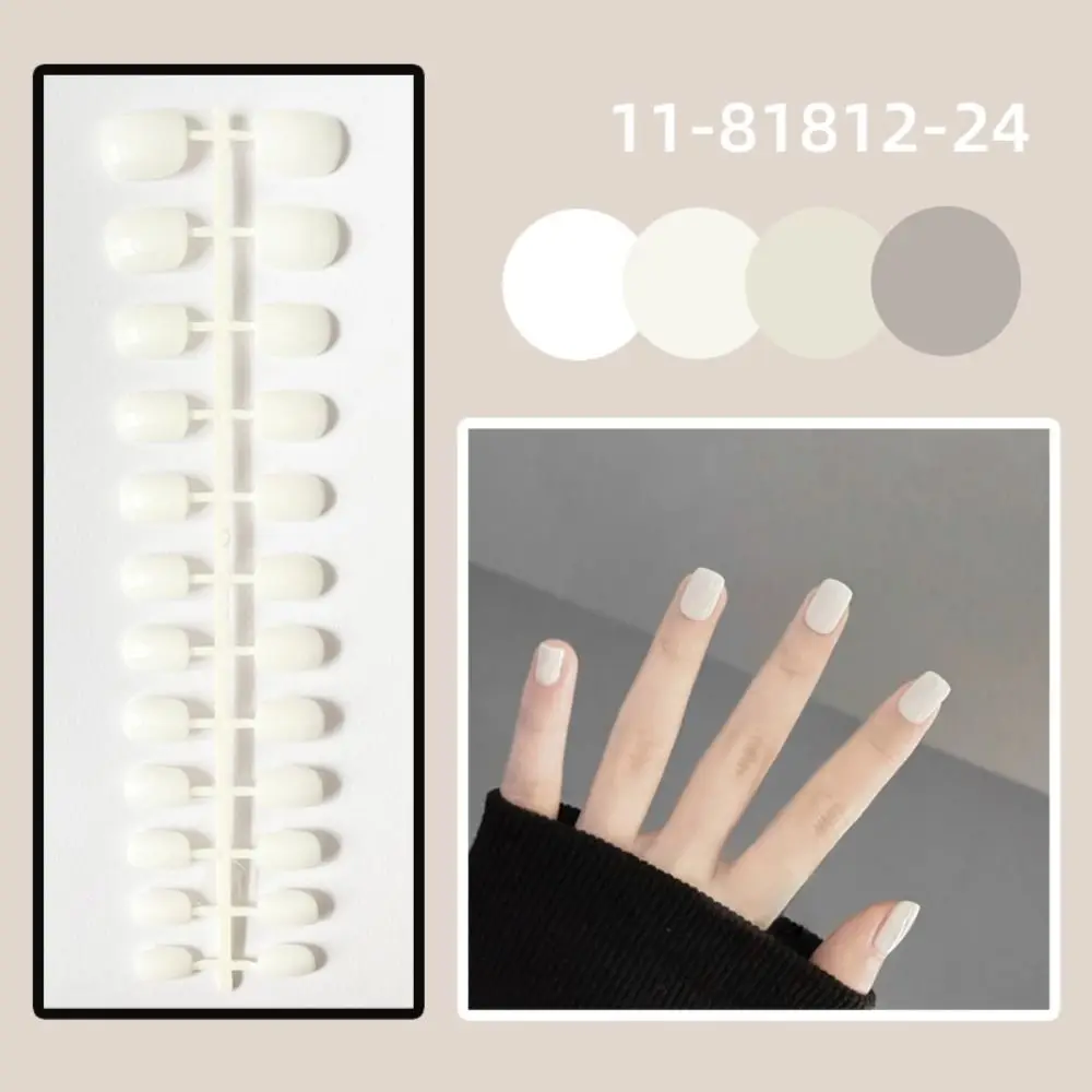 24 stuks afneembare effen kleur nepnagels mini volledige dekking korte vierkante kop kunstnagels heldere draagbare opdruknagels dames