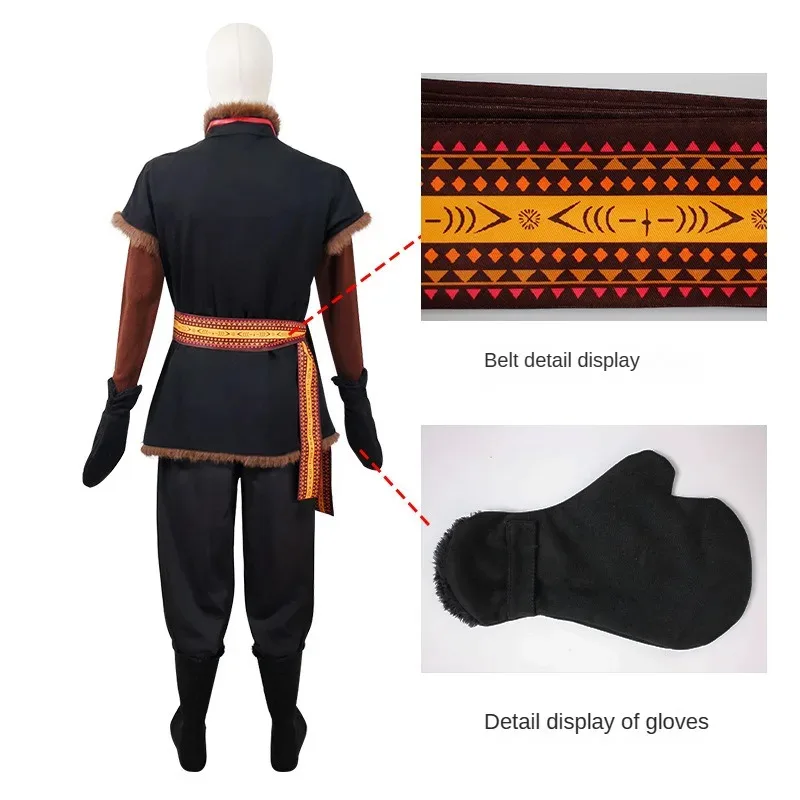 Disfraces de Cosplay del Príncipe Frozen, chaqueta Kristoff, camisa, pantalones, cinturón, conjunto Unisex para adultos, disfraz de fiesta de Carnaval, novedad de 2025 ☆ wrl ☆