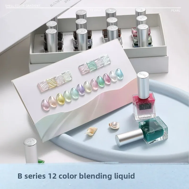12 Colors Pearl Blooming Nail Polish Marble Ink Smoke Effect Gradient Nail Art Soak Off UV Drawing DIY Gel Varnishes Manicure