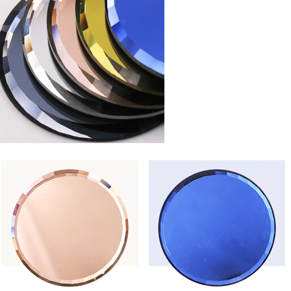 

1Set Mirror Nail Art Palette 5 Pieces Round Mixing Tray Display Plate for Manicure Nail Salon Makeup Mixing Tray