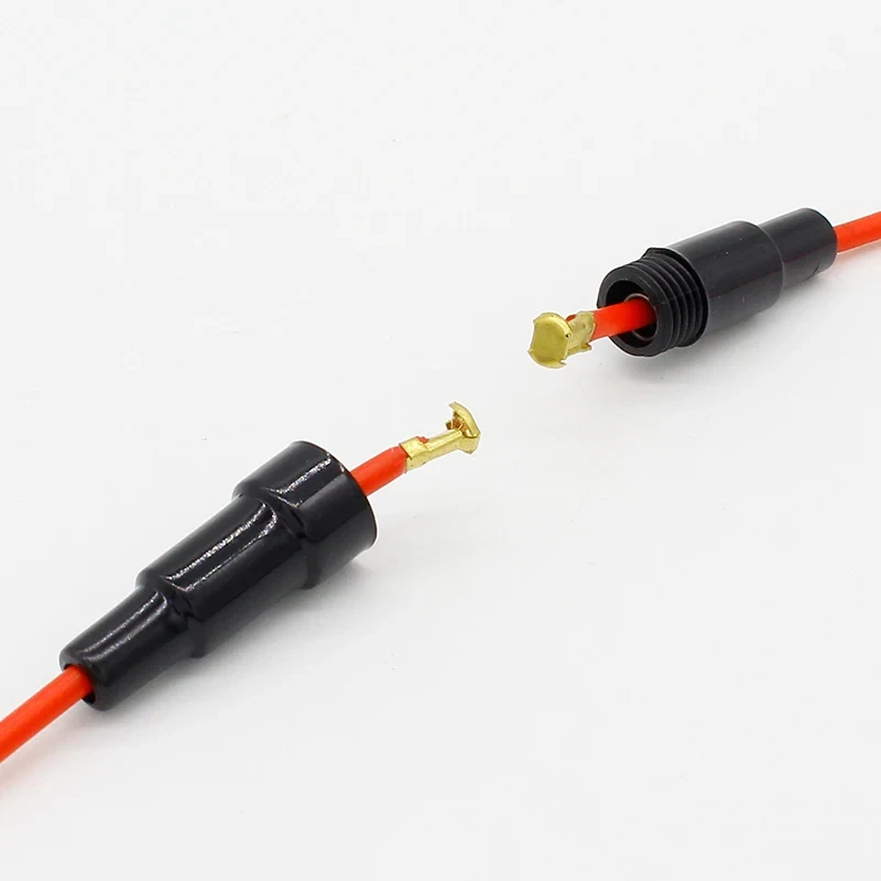 10pcs 5*20mm Glass fuse holder Screw Type 5X20mm with 22 AWG Wire Cable 250V Glass fuse tube fuse casing