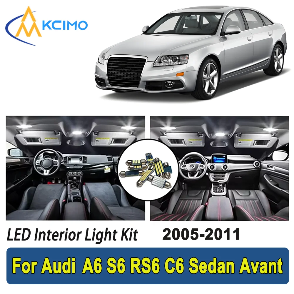

New Light Bulb For Audi A6 S6 RS6 C6 Sedan Avant (2005-2011) Premium Bright LED Interior Dome Map Trunk Light Kit Car Led Lamps