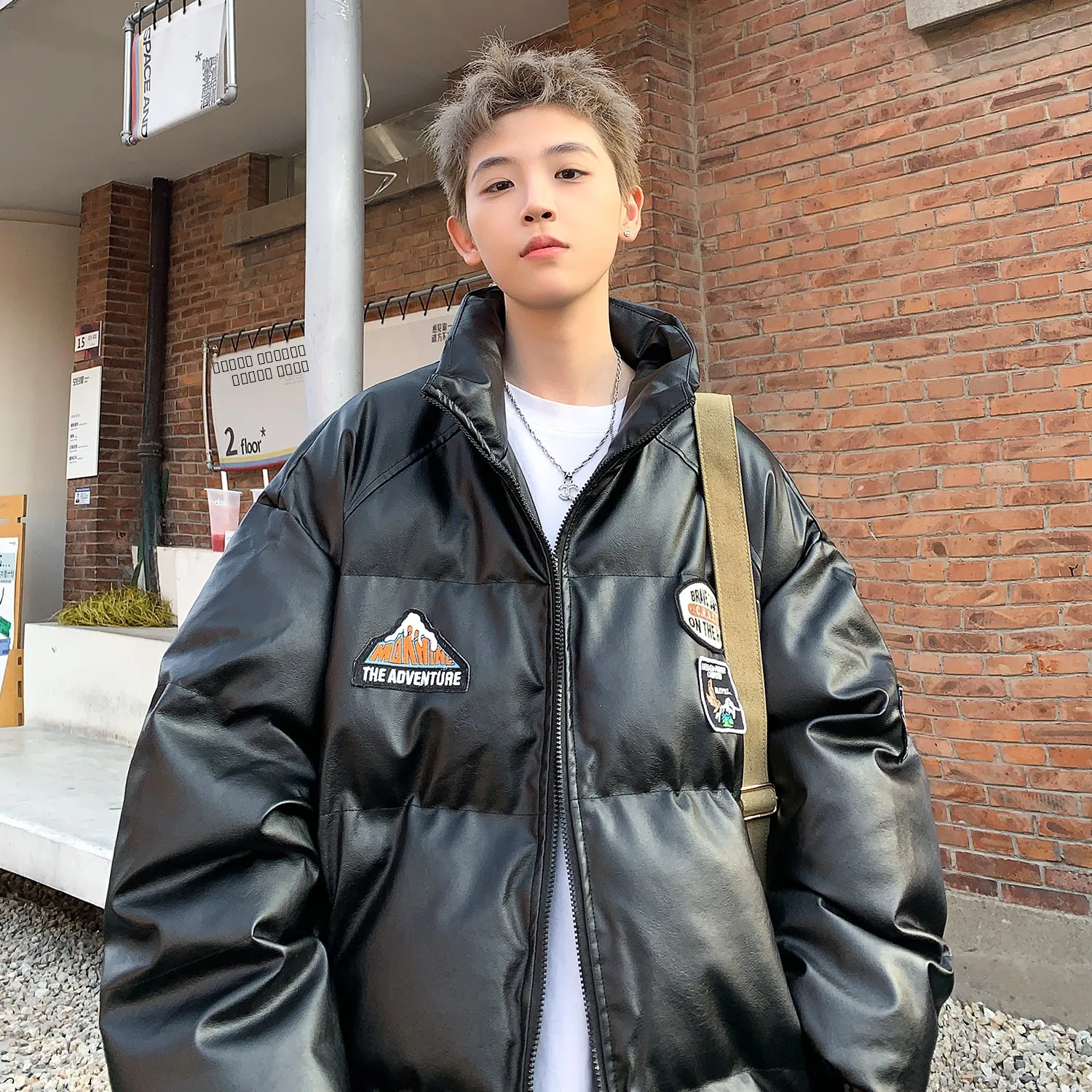 

Мужская зимняя куртка из искусственной кожи и хлопка в американском ретро-стиле, утепленная, модная, повседневная, теплая, на молнии