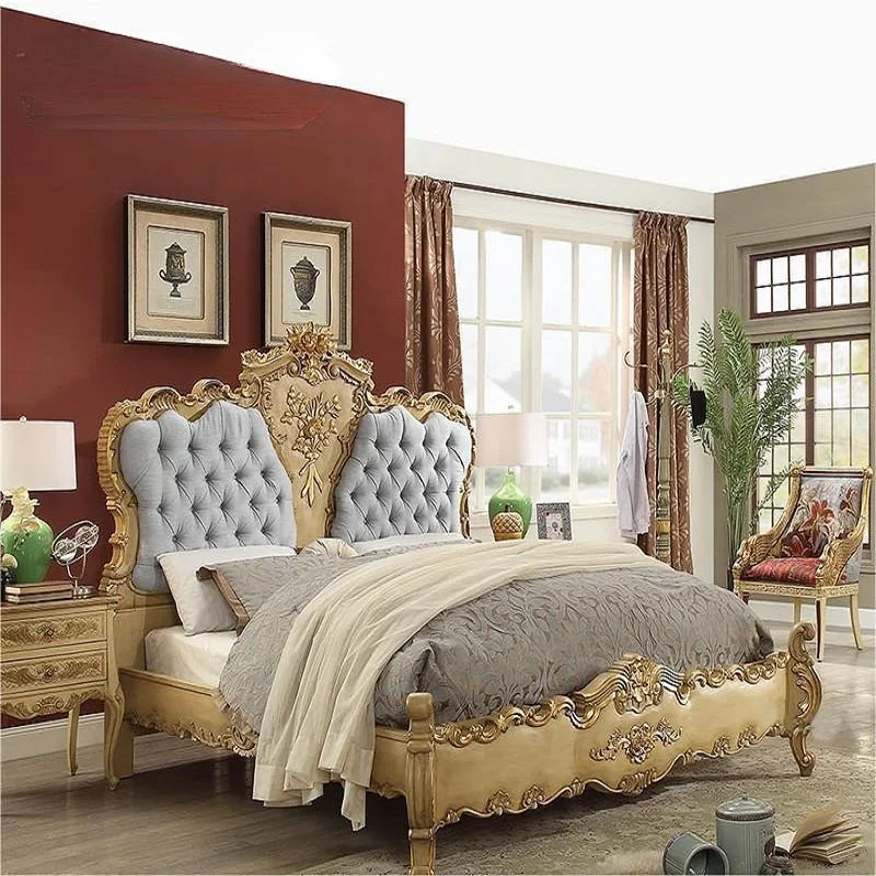 Classical Rococo French double bed imported solid wood villa wedding bed bedroom high-end master bedroom king bed AS