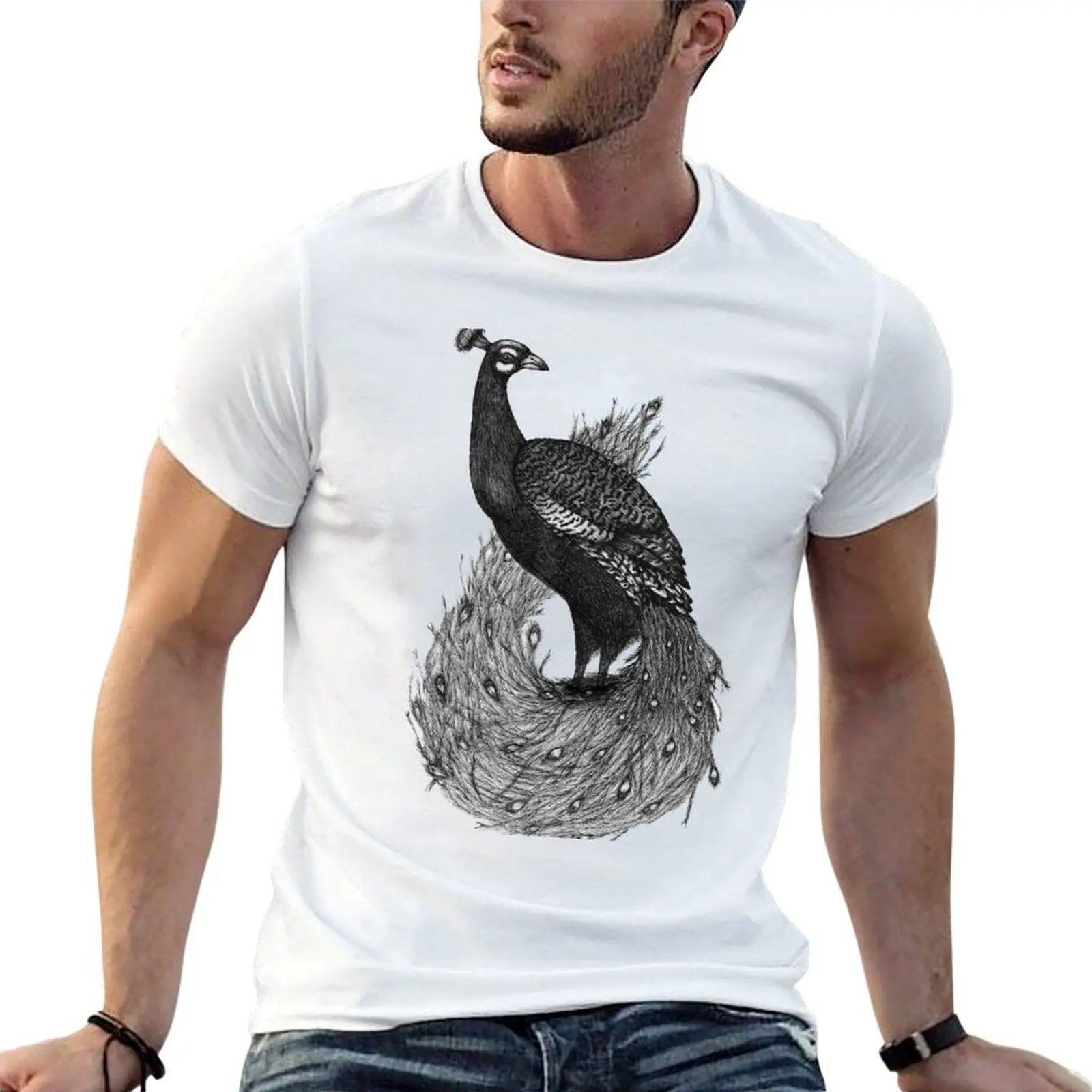 Long Tailed Peacock T-Shirt cute clothes summer top t shirt for men