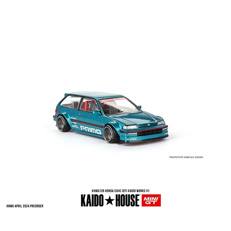 Kaido House + MINIGT 1:64 โมเดลรถ Civic V1 Open Cover Collection # KHMG126 สีฟ้า