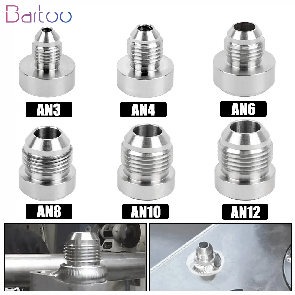 

New Arrived AN3 AN4 AN6 AN8 AN10 AN12 Stainless steel Straight Male Weld Fitting Adapter Weld Bung Nitrous Hose Fitting HR069