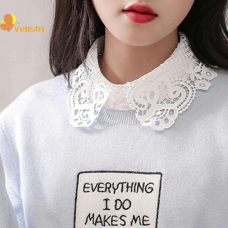 

Модная женская кружевная кукла с искусственным воротником, шаль, съемный съемный кружевной накладной воротник, регулируемый женский аксессуар для одежды