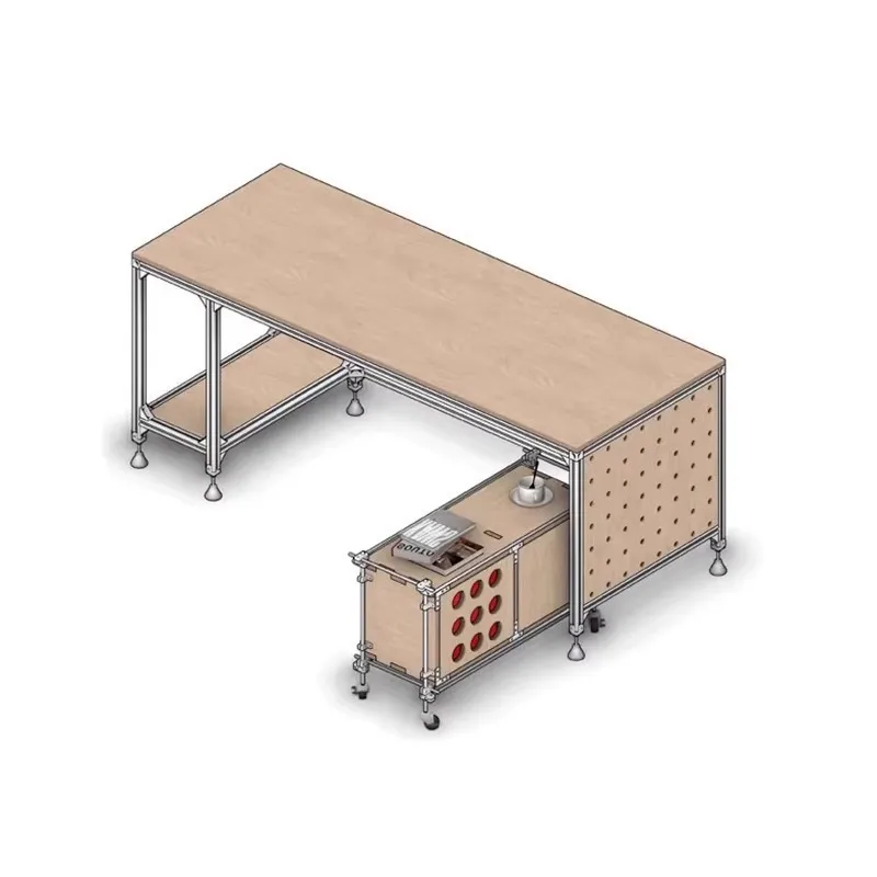 Birch solid wood computer desk worktable ocean plate desk aluminum profile rectangular table integrated table cabinet