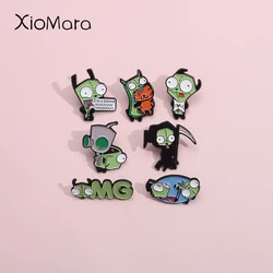 Invader ZIM Enamel Pins Cartoon 80'S Animated Series Funny Alien Brooches Lapel Badges Hat Backpack Decorative Pin Gift For Kids