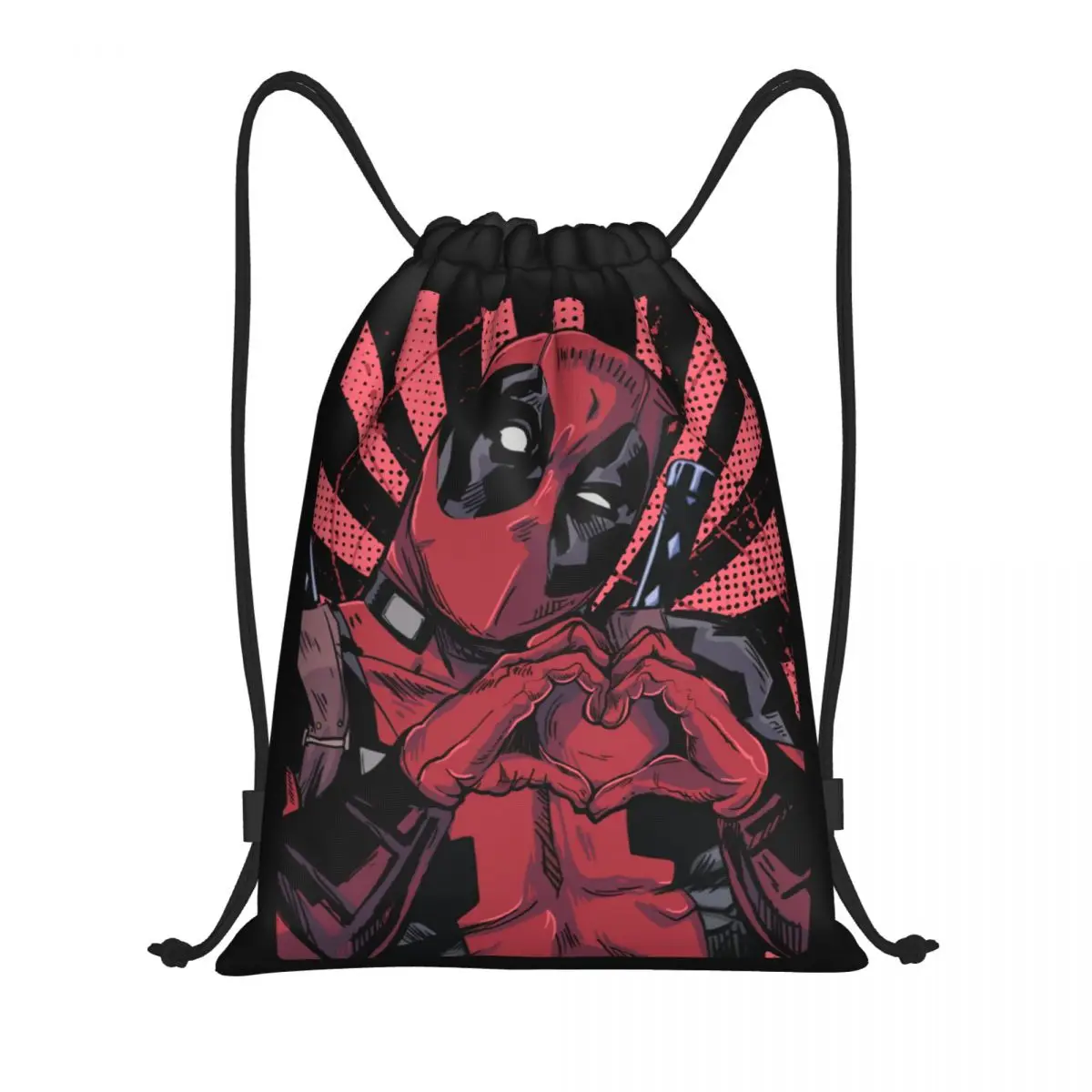 Sacos De Cordão De Coração De Mão Deadpool personalizados, mochila De Armazenamento De Ginásio De Esportes Leve para Homens e Mulheres