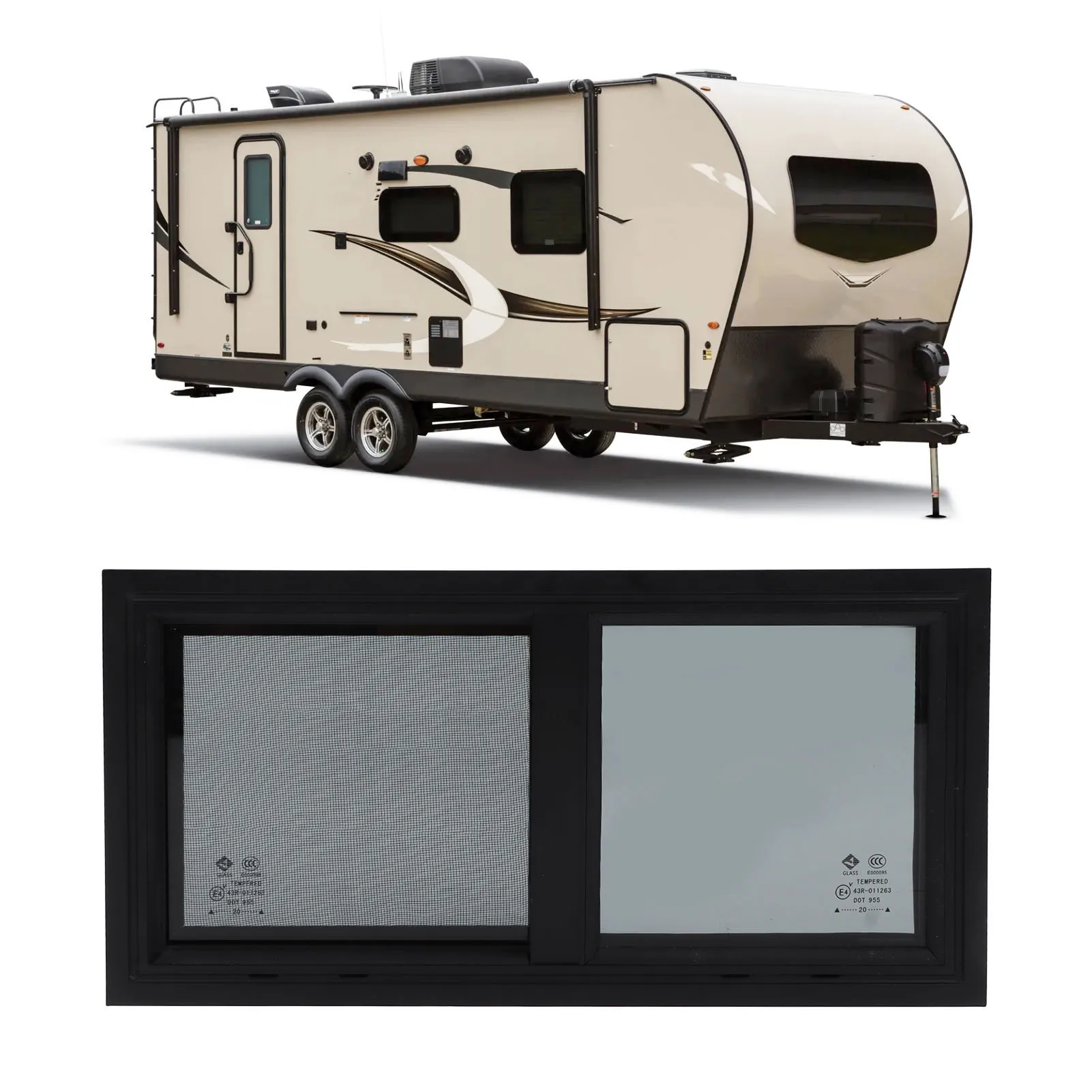 

RV Privacy Screen Window RV Window Horizontal Vertical Slid with Privacy Screen Insect Nets for 550x260mm Window Size RV Window
