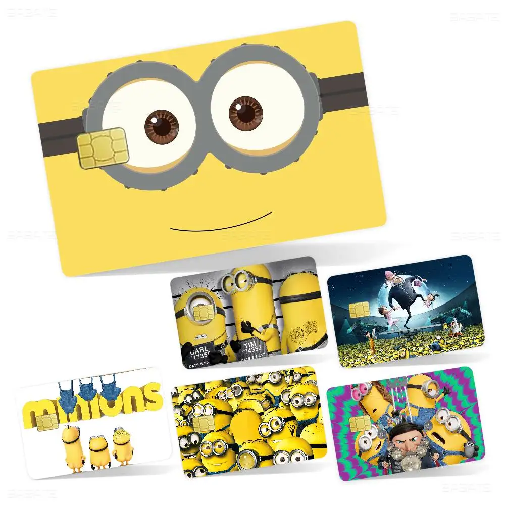 Cartoon-Cute-M-Minions 2024 Anime Cartoon Skin Stickers Film Tape Case for Big Credit Debit Card Front Side
