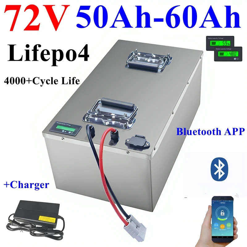 

Аккумулятор LiFePO4 72 В 50 Ач 60 Ач, циклический профиль для мото électrique 72 В, онuleur, Valmry solaire, fournit без chargeur