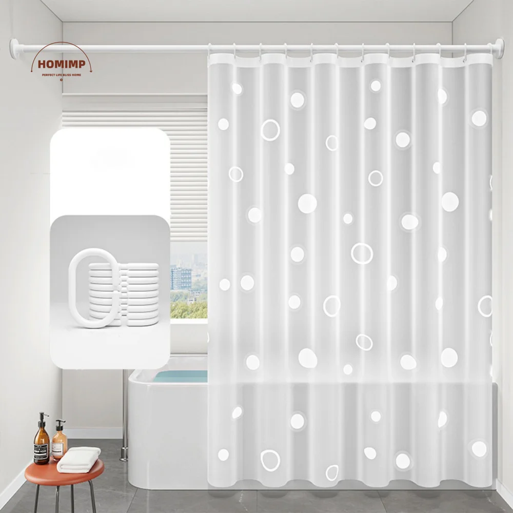 

Modern EVA Waterproof Shower Curtain Mold-proof Translucent Toilet Curtain No Drilling with Hooks Bath Curtain Bathroom
