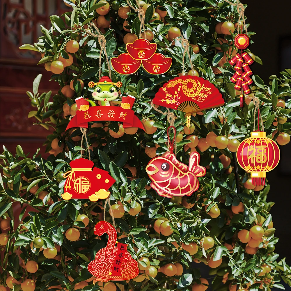 8pcs Chinese New Year Decoration Pendant Year of the Snake lantern style Lunar New Year Spring Festival party Hanging Ornaments