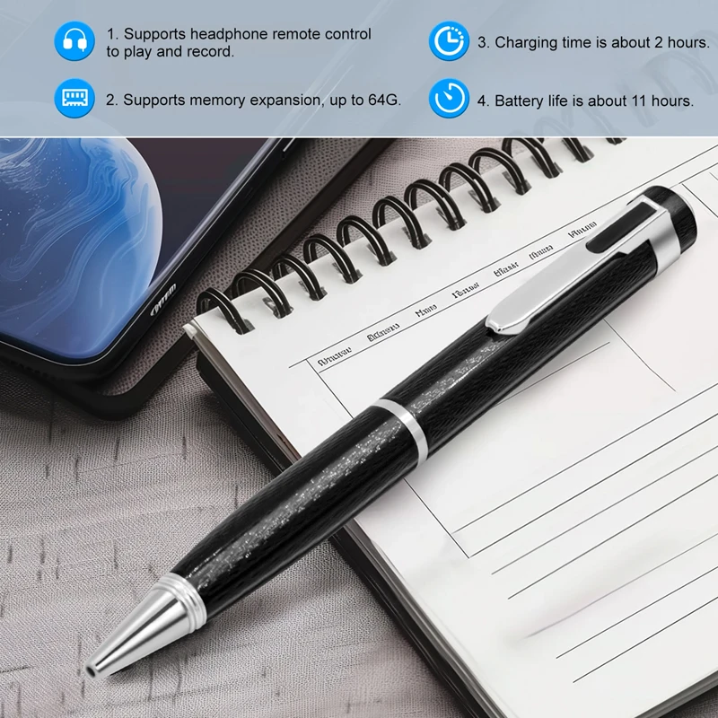 Portable Digital Voice Recorder Professional Audio Sound Recording Pen MP3 Player 8G 16G 32G 64G 128G WAV 192Kpb Voice Recorders