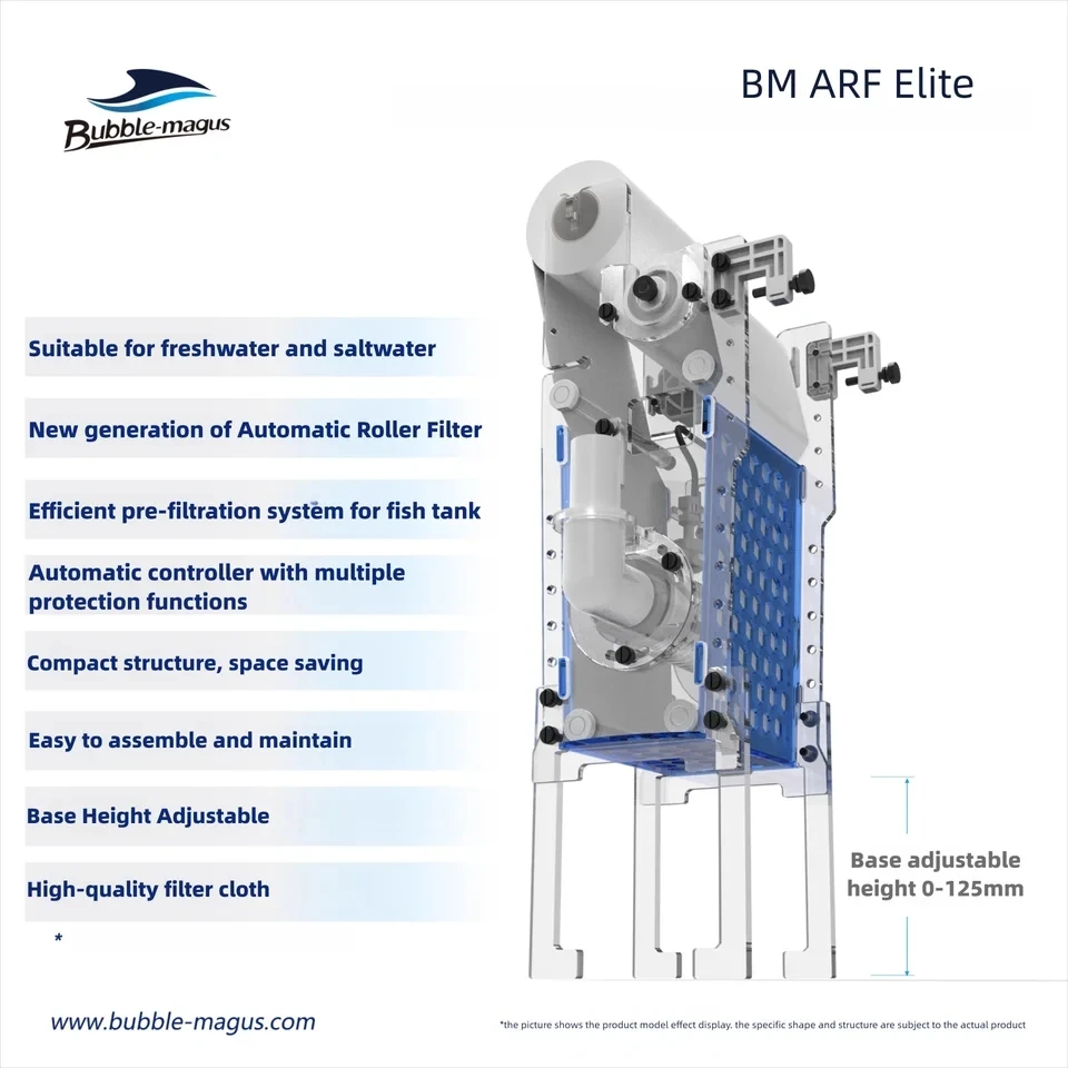 نموذج محسن من Bubble Magus ARF Elite 2025: نظام فلتر أسطوانة الصوف التلقائي، تنقية المياه بقوة في أحواض السمك