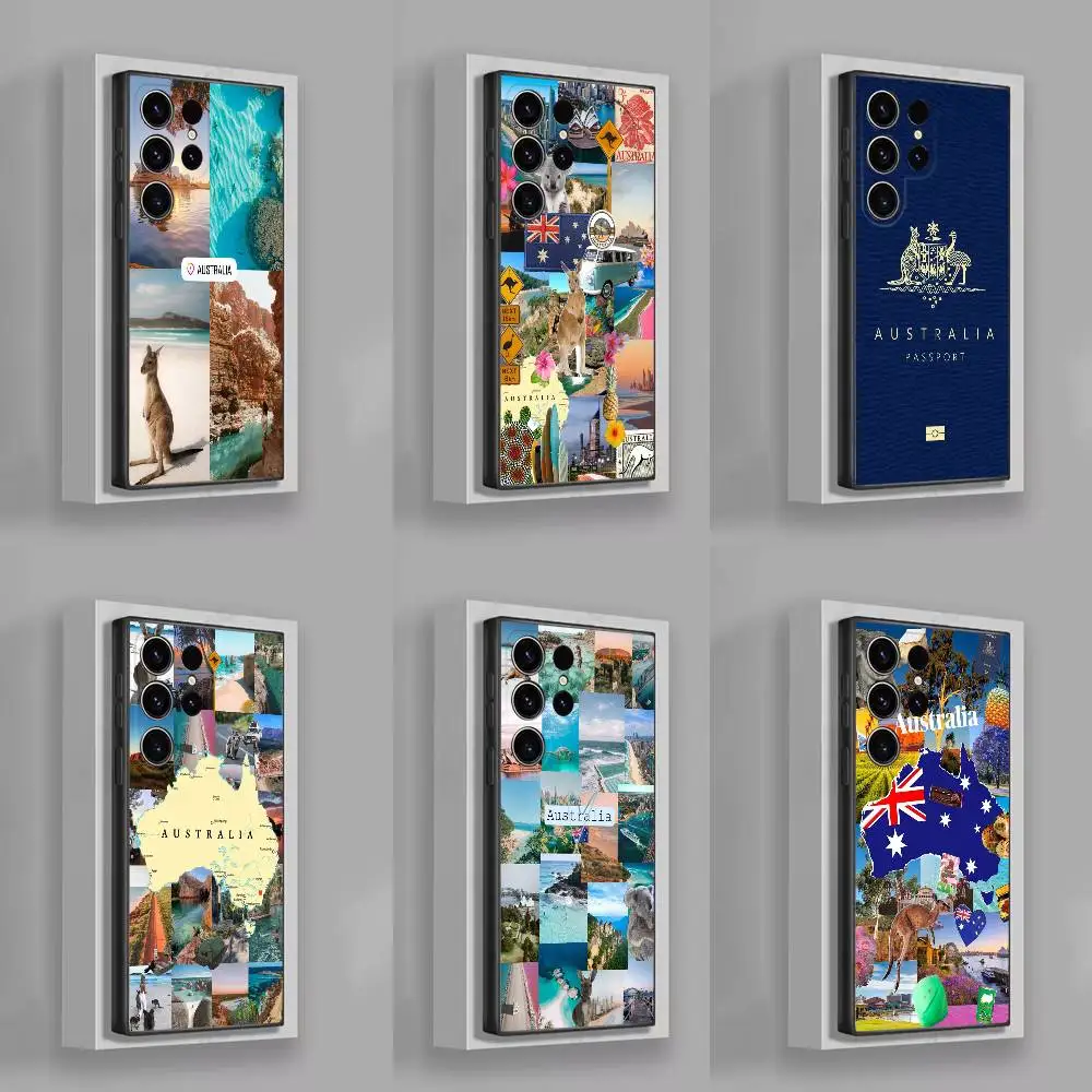 

Australia Map Travel Passport Phone Case For Samsung S25,S24,S21,S22,S23,S30,Ultra,S20,Plus,Fe,Lite,5G Black Box