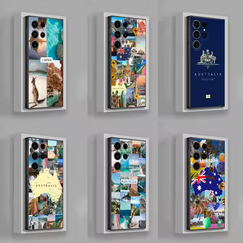 Australia Map Travel Passport Phone Case For Samsung S25,S24,S21,S22,S23,S30,Ultra,S20,Plus,Fe,Lite,5G Black Box