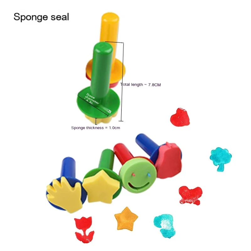 Kids Painting Tool Set 30PCS Sponge Brush Stamp DIY Paint Shape Pen Paint Paint Drawing Children Early Education Toy 4-10 Years