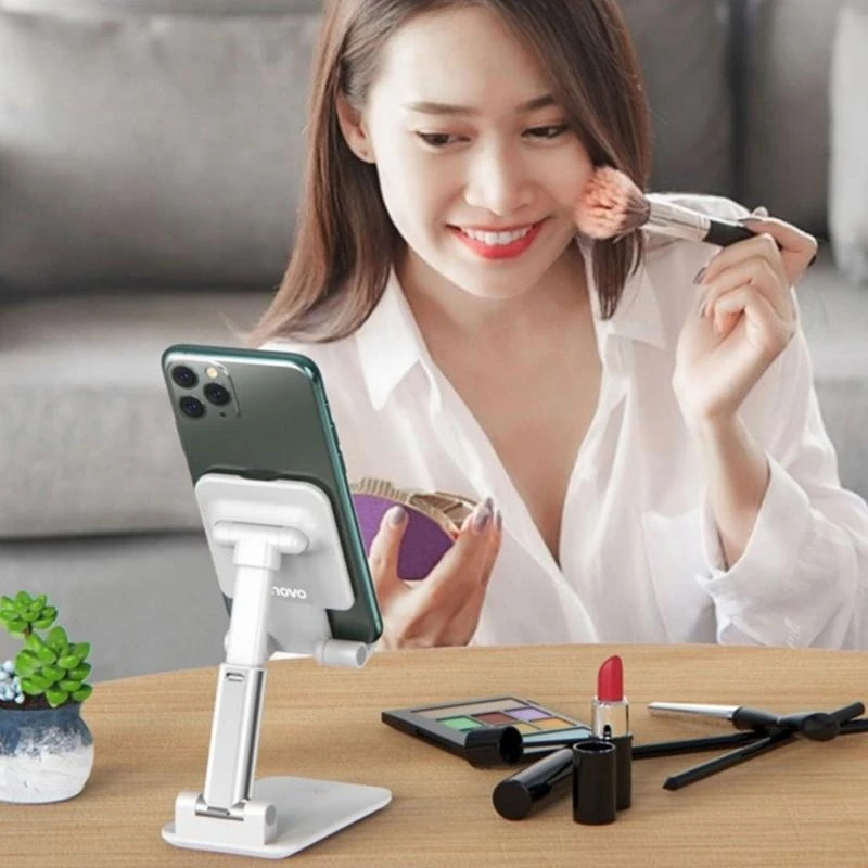 R1WD قرص قابل للطي للهاتف المحمول سطح المكتب العالمي حامل مكتب حامل قابل للتعديل مكتب قوس حامل الهاتف الذكي دعم الرف