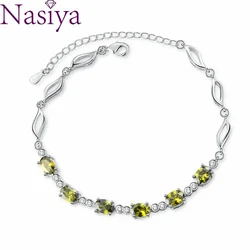 Blue Topaz Bracelets Female Real S925 Silver Dark Blue Sapphire Color Gemstone Bracelet for Student Birthday Gift