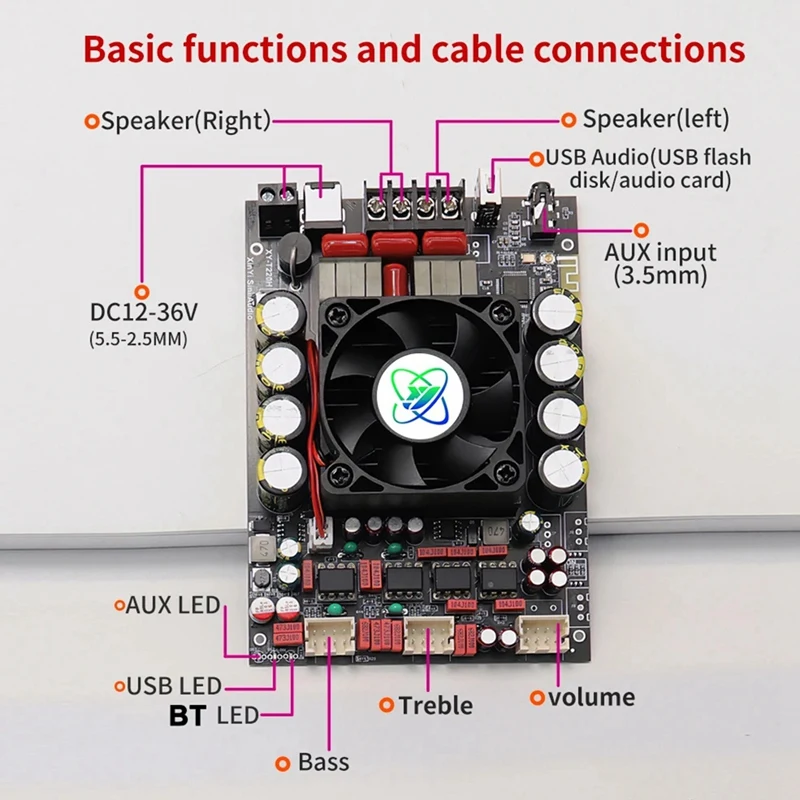 3CGRO-220Wx2 Fever-Grade Lossless Bluetooth Audio Amplifier Board Module Stereo High And Low Bass Adjustment TPA3251