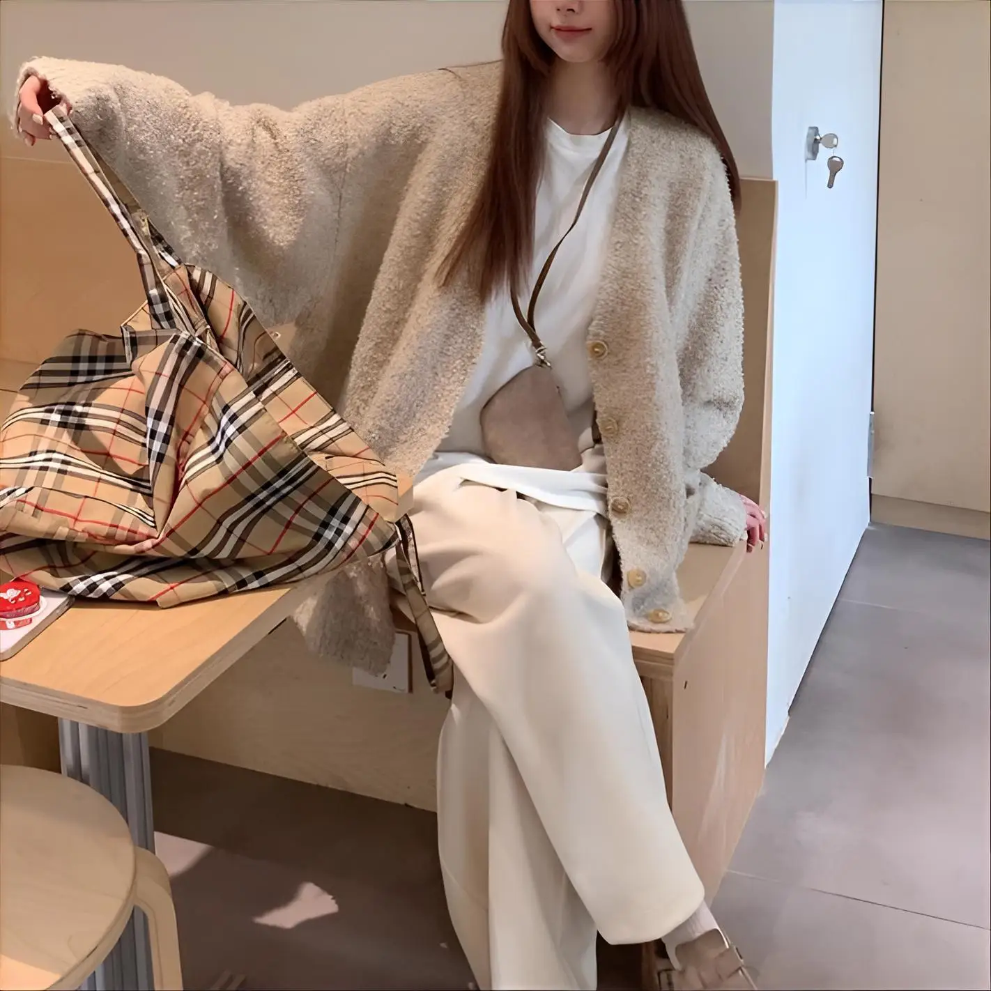 

Женские кардиганы средней длины, весенние, с узором «персиковое сердце», свободного кроя, вязаные, в полоску, для уличной моды, с декоративными элементами, дышащие, для офиса