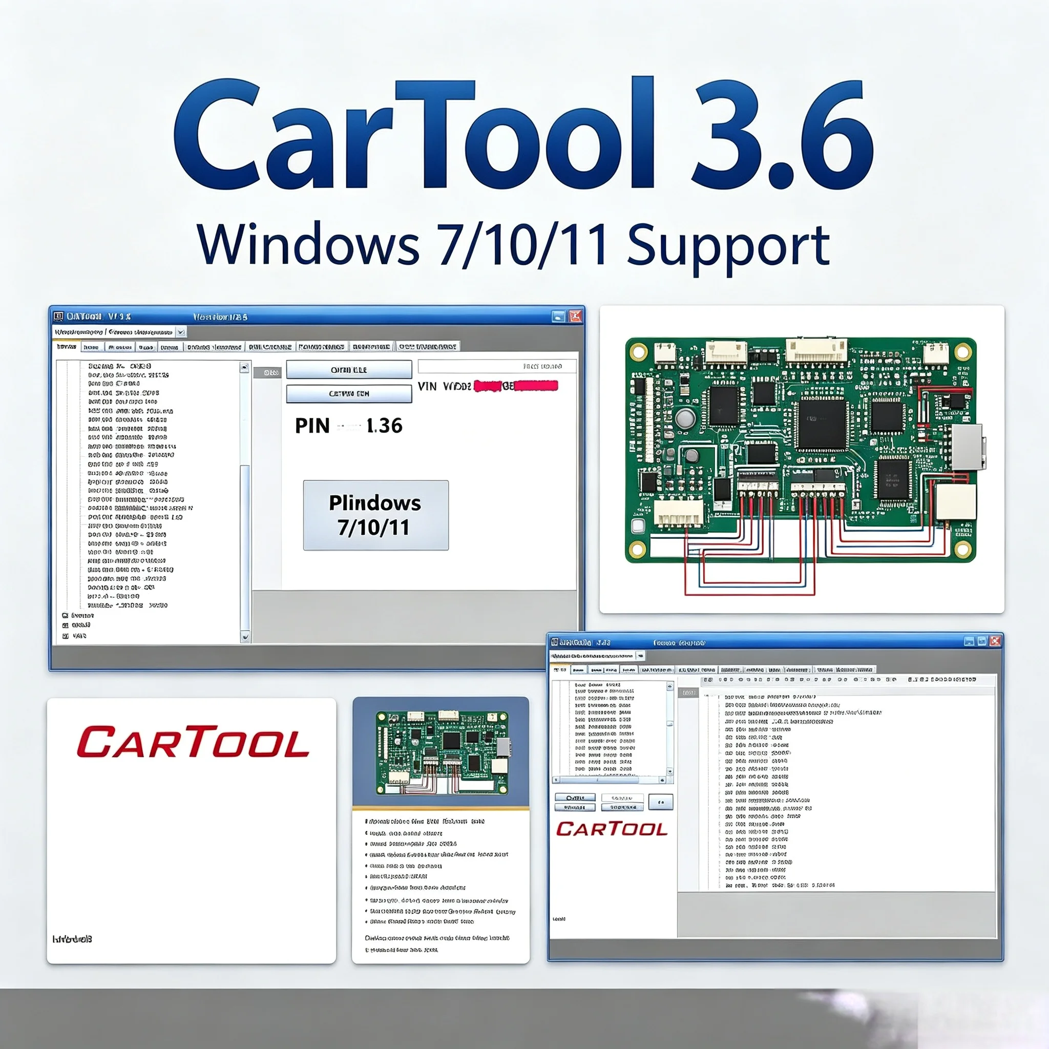 CarTool 3.6 Herramienta para automóvil para Immo y Airbag Reinicio Software de reparación de automóviles Windows 7/10/ 11