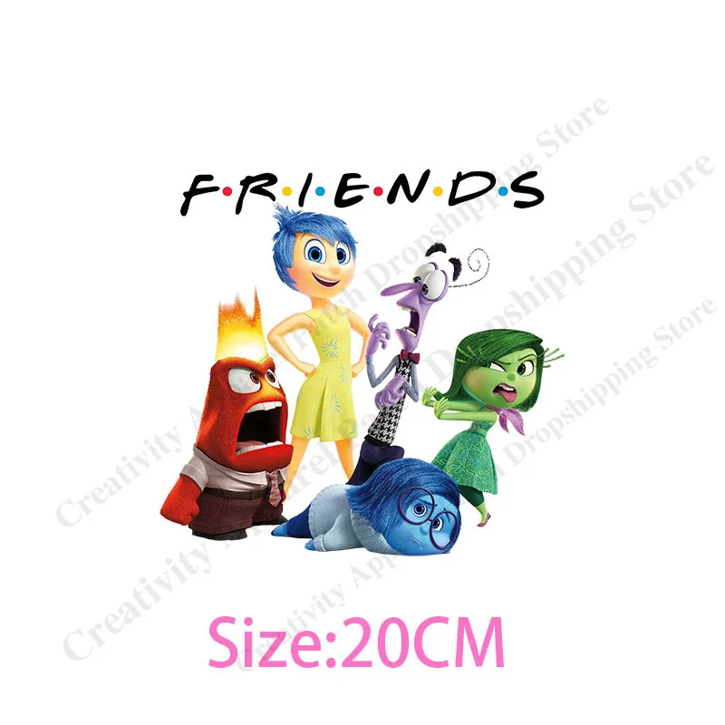 Friends Inside Out2 Riley Joy Iron-on Transfers for Clothing Sticker Patches on Clothes DIY T-shirts Hoodies Heat Transfer Patch