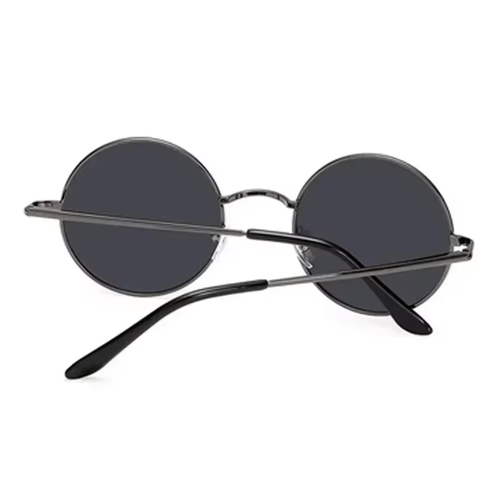 Lunettes de soleil rondes Vintage en métal noir pour femmes et hommes, tendance, fête de rue, Disco Hip Hop, Anime Cosplay, accessoire de Performance