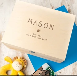 Personalized Wood Baptism Keepsake Box ,Costom Baptism Gifts for Baby Girl or Boy, Engraved Wooden Keepsake , Memory Box