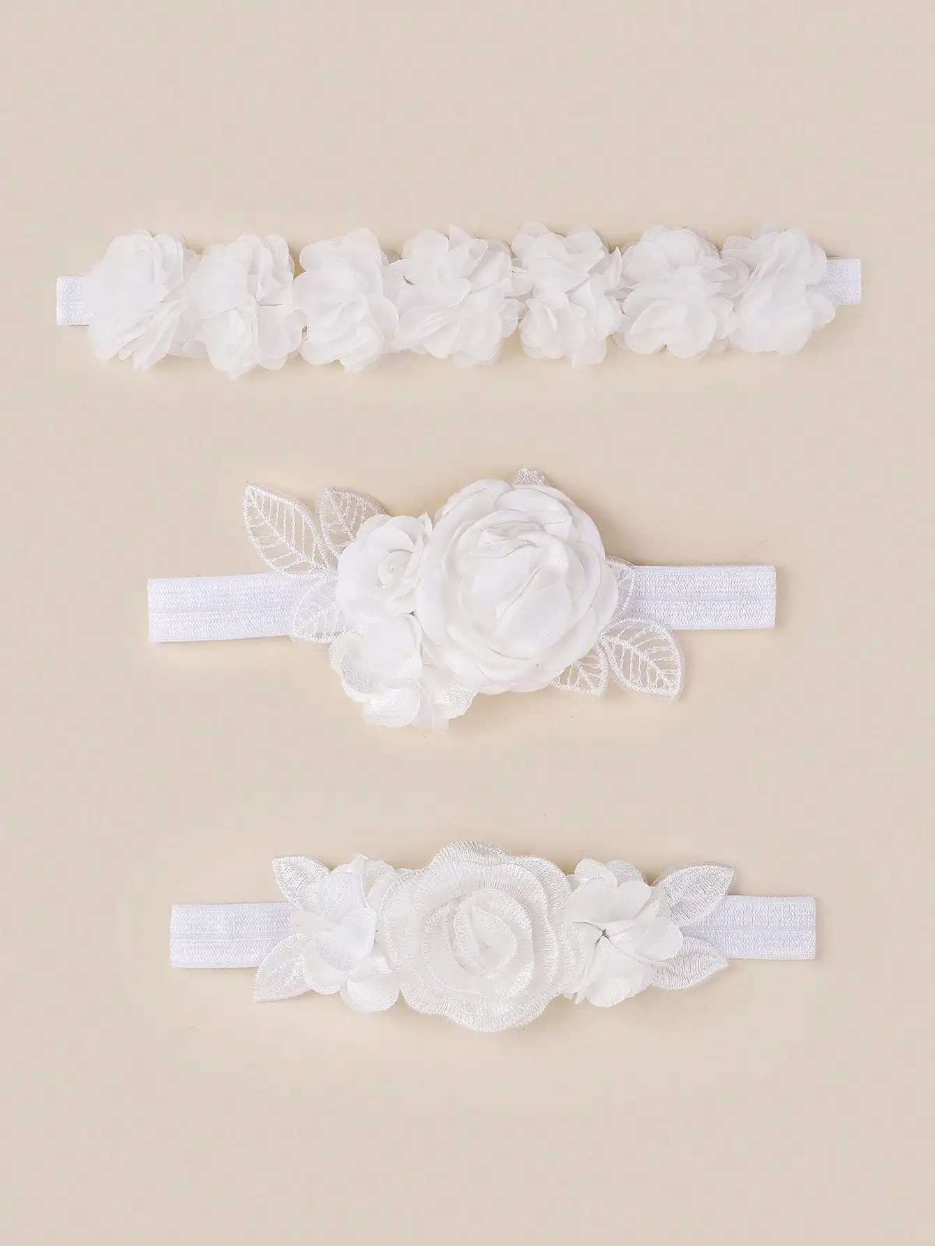 

3pcs Baby Flower Decor Elastic Polyester Hair Band Love Valentine