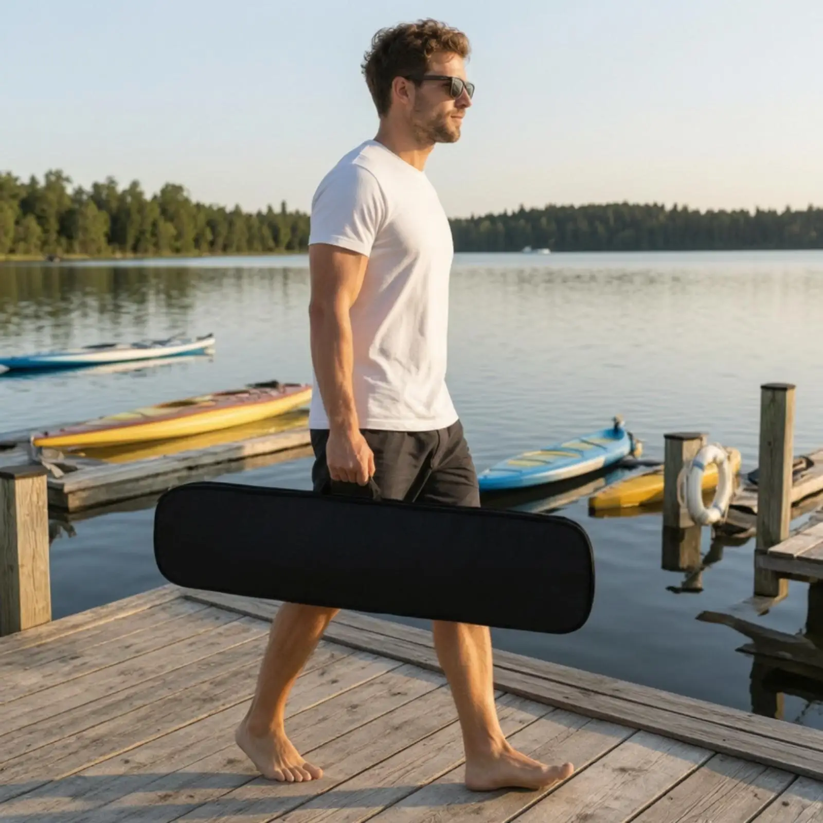 Bolsa de almacenamiento para remos, ideal para accesorios de kayak. Bolsa ligera de tela Oxford negra para organizar los remos de barco, con asa para transportarlos.